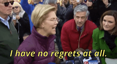 United States Senator Elizabeth Warren No Regrets Statement GIF