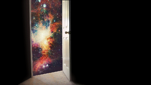 Universe Door Colorful Galaxy GIF