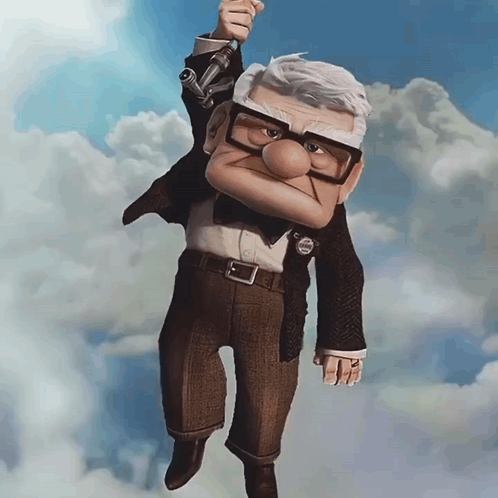 Up Character Flying with Gun