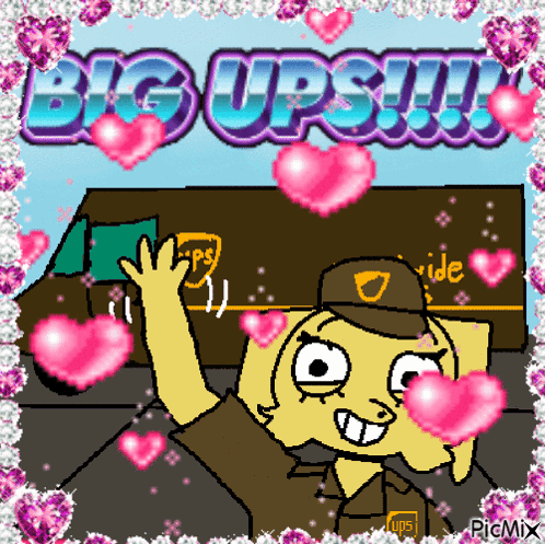 Ups Delivery Driver Surrounded by Hearts