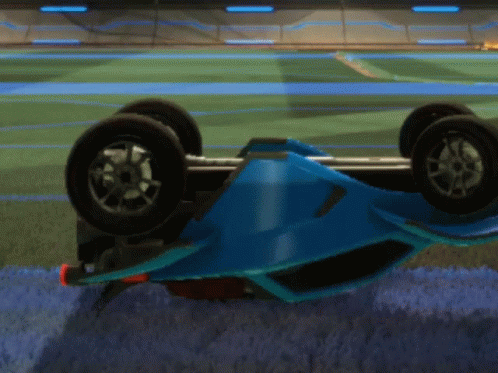 Upside Down Blue Rocket League Car GIF
