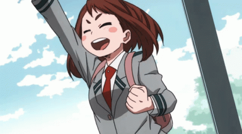 Uraraka Raising Her Hand GIF