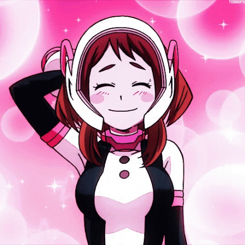Uraraka Massaging Her Head GIF