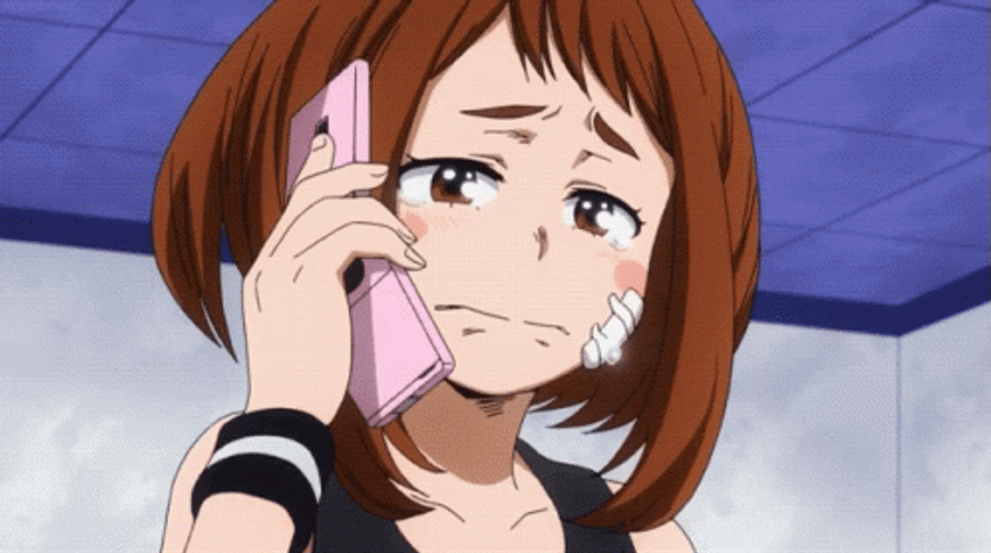 Uraraka Crying In The Phone GIF