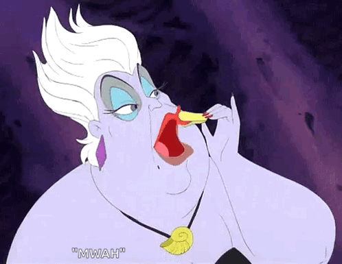 Ursula From The Little Mermaid Eating A Piece Of Food GIF