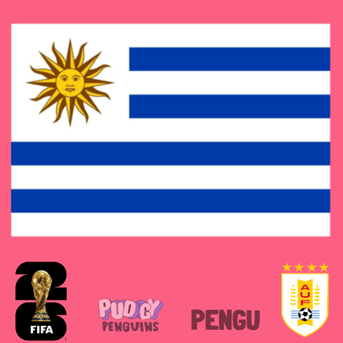 Uruguay Flag With FIFA, Pug, Penguins, Pengu GIF