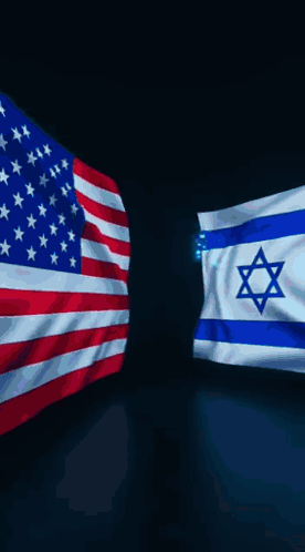 US and Israel Flags Flying
