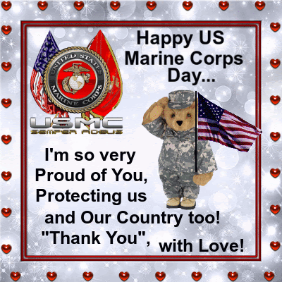 US Marine Corps Day Teddy Bear Saluting