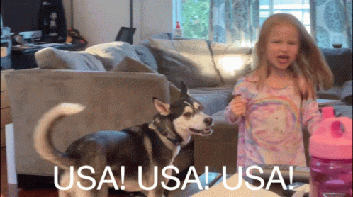 Excited Little Girl Cheering For Usa GIF