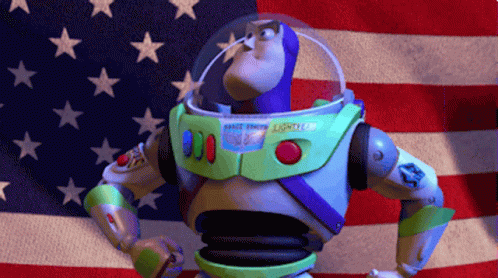 Animated Buzz Lightyear With Usa Flag GIF
