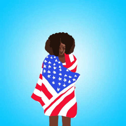 Animated Happy Woman With Usa Flag GIF