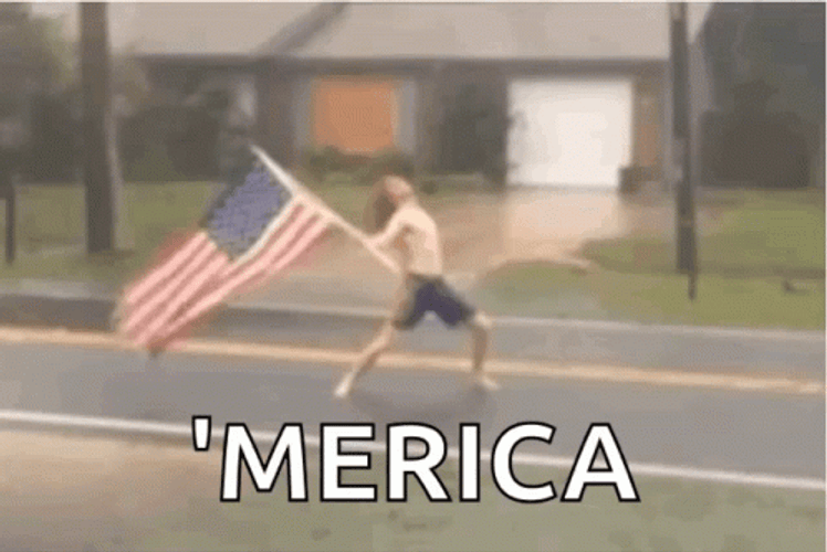 Usa Shirtless Man Holds Flag GIF