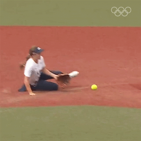 Usa Softball Team Slide Throwing Ball GIF