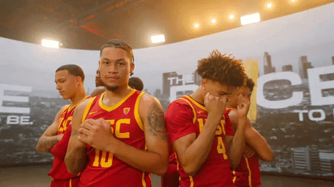 Usc Basketball Team Posing Back To Back GIF