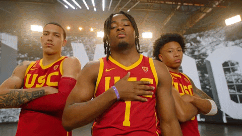 Usc Player Hitting Chest For Post With Teammate GIF