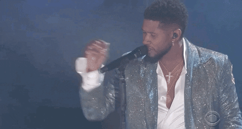 Usher Heartfelt Singing Shimmering Suit Meme GIF