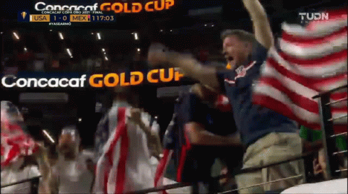 Usmnt Fans Proudly Cheering Waving Flag GIF