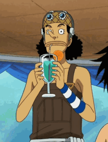 Usopp Drinking Cocktails GIF
