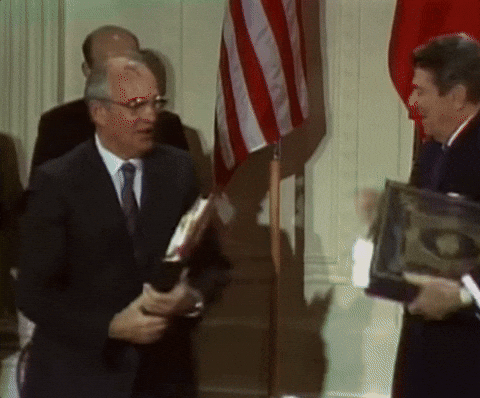 Ussr Mikhail Gorbachev Ronald Reagan Handshake GIF