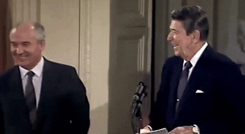 Ussr Mikhail Gorbachev Ronald Reagan Laughing GIF