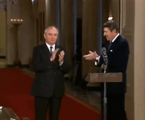 Ussr Ronald Reagan Mikhail Gorbachev Shaking Hands GIF