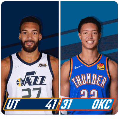 Utah Jazz And Oklahoma Thunder Basketball Players GIF