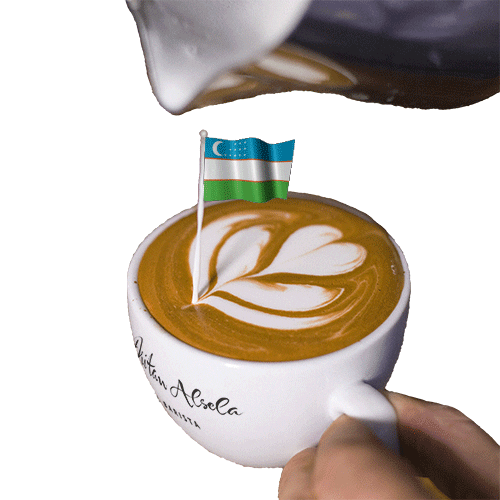 Uzbekistan Flag On Cappuccino GIF