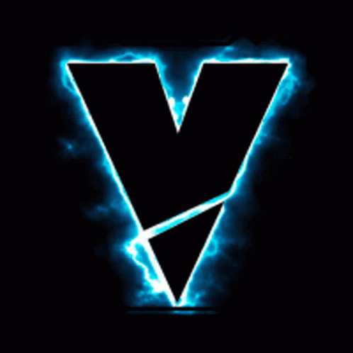 V Black Logo With Smoke Effects GIF