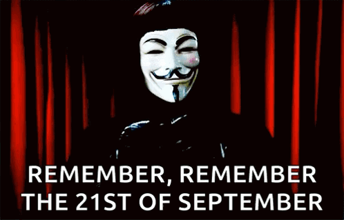 V for Vendetta Mask Remember Remember the 21st of September