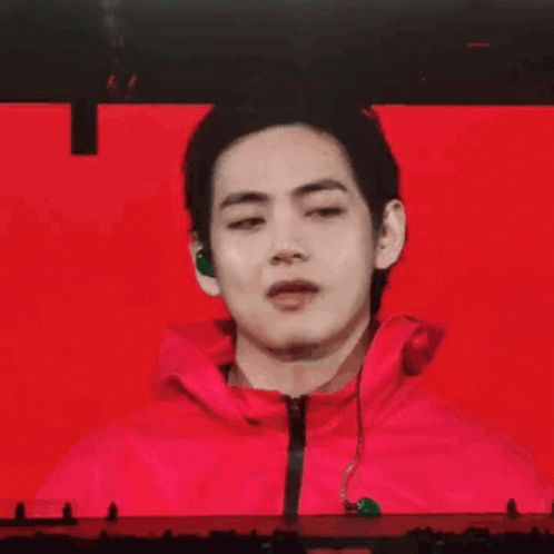 V Lip Bite To His Supporters GIF