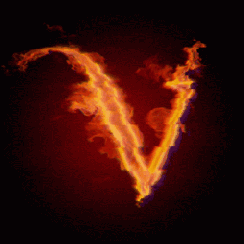 V Logo With Fire GIF