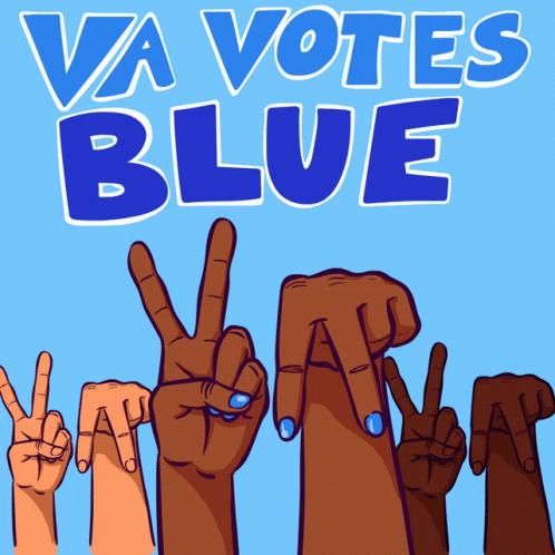 Va Votes Blue Poster With Hands Giving Peace Sign