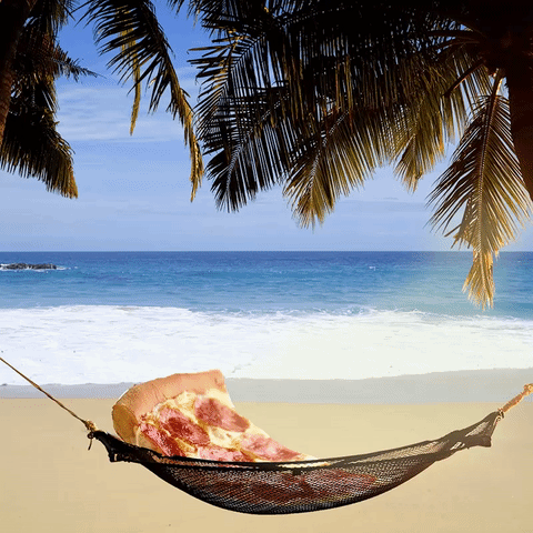Vacation Pizza Beach Hammock GIF