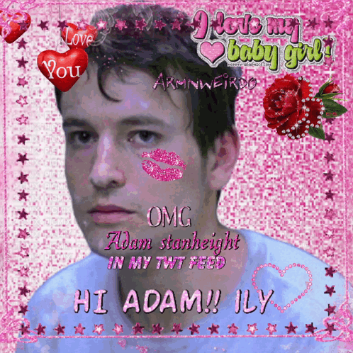 Valentine Card With Man Face Saying Hi Adam Ily GIF