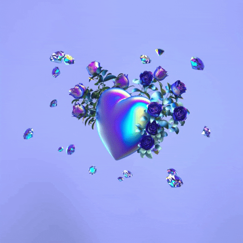 Valentine Day Metallic Purple Heart Love GIF