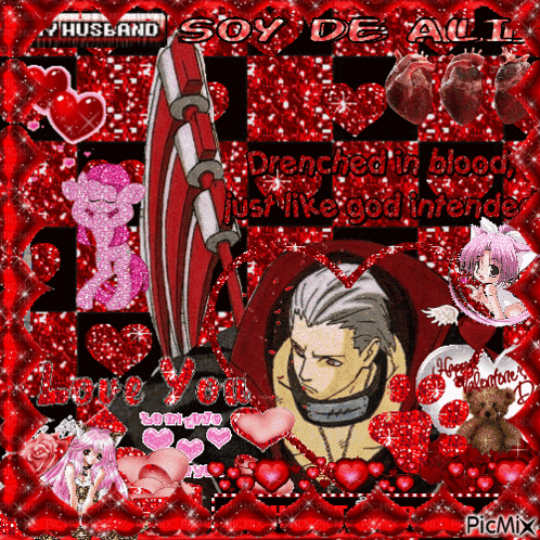 Valentine Man Surrounded By Hearts