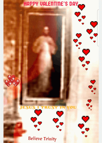 Valentine's Day Card Jesus and Hearts