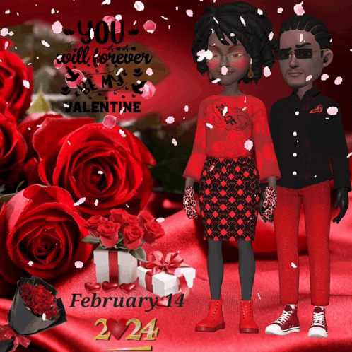 Valentine's Day Card Man and Woman February 14
