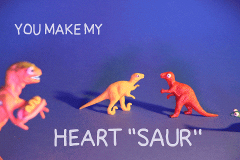 Valentine's Day Card Toy Dinosaurs You Make My Heart GIF
