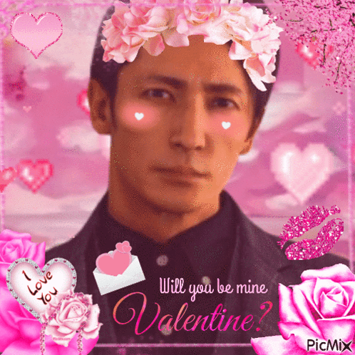 Valentine's Day Card With Man in Flower Crown Will You Be Mine Valentine