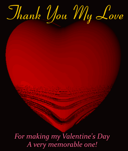 Valentine's Day Card With Red Heart and Thank You My Love