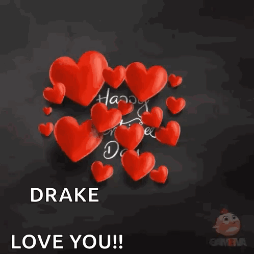 Valentine's Day Card With Red Hearts Saying Happy Valentine's Day Drake Love You