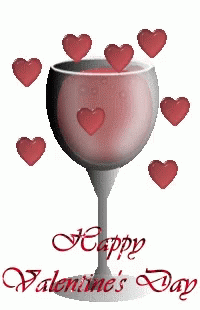 Valentine's Day Card With Wine Glass and Hearts