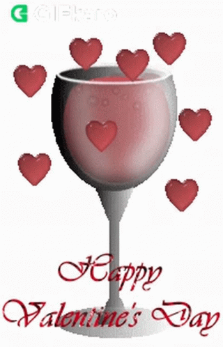Valentine's Day Card With Wine Glass and Hearts