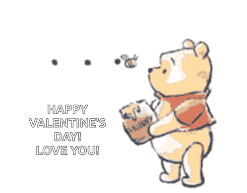 Valentine's Day Card With Winnie The Pooh And Honey GIF