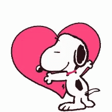 Valentine's Heart Hug Snoopy GIF
