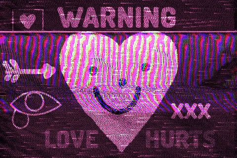 Valentines Day Warning Glitchy Digital Art GIF