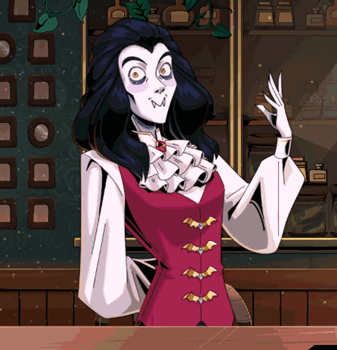 Vampire In Red Vest With Bats GIF