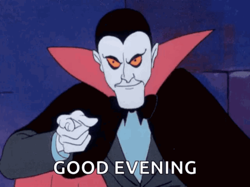 Vampire Pointing With Good Evening GIF
