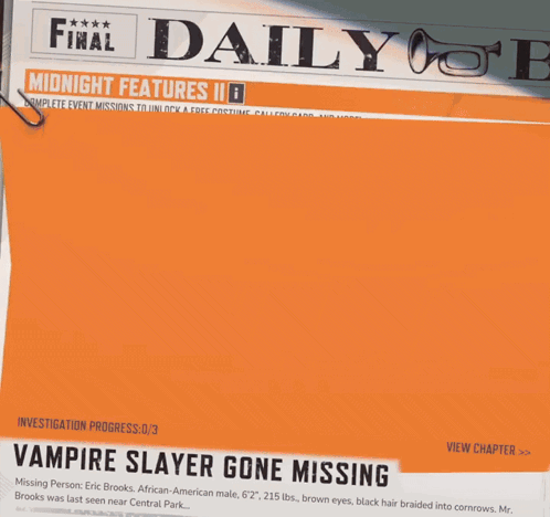 Vampire Slayer Missing on Front Page
